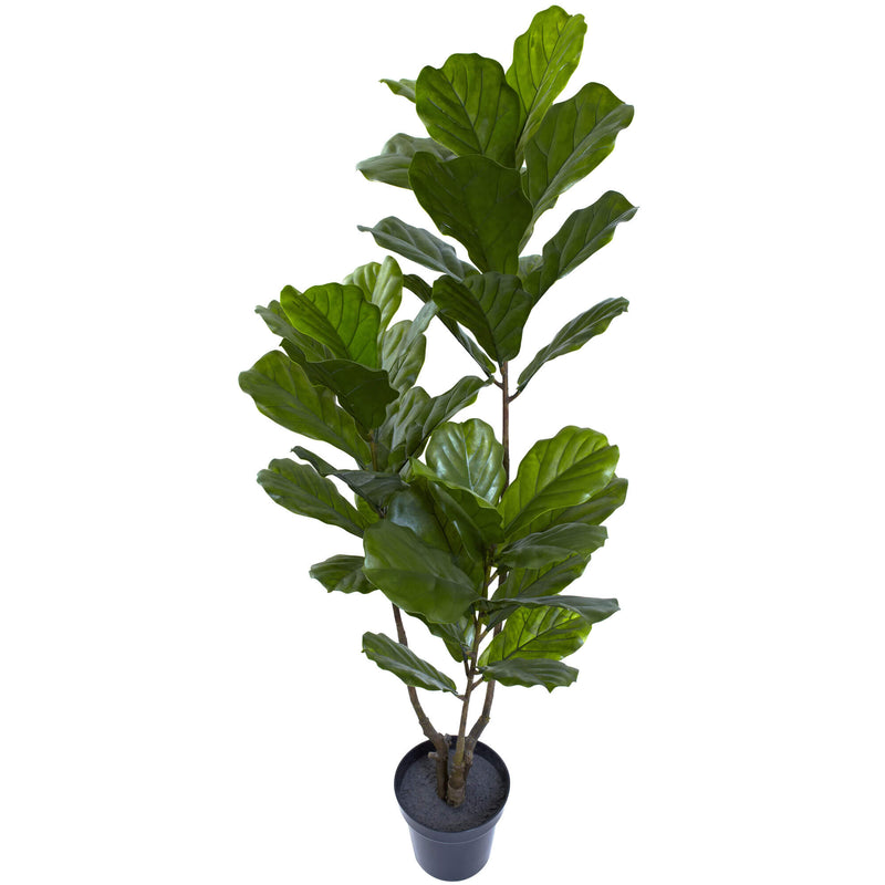 65” Artificial Fiddle Leaf Potted Plant UV Resistant (Indoor/Outdoor)
