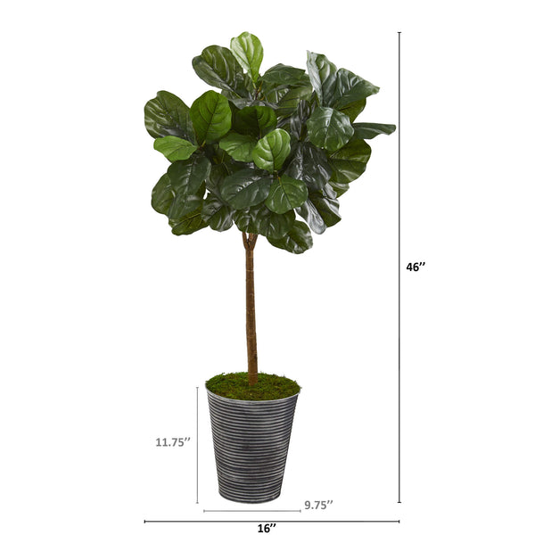 46” Fiddle Leaf Artificial Tree In Decorative Tin Planter (Real Touch)