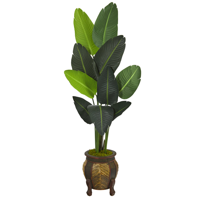 5.5’ Traveler's Palm Artificial Tree In Decorative Planter