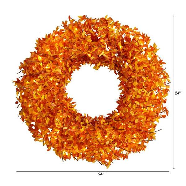 24” Harvest Fall Pre-Lit Wreath with 100 Micro Dot LED lights
