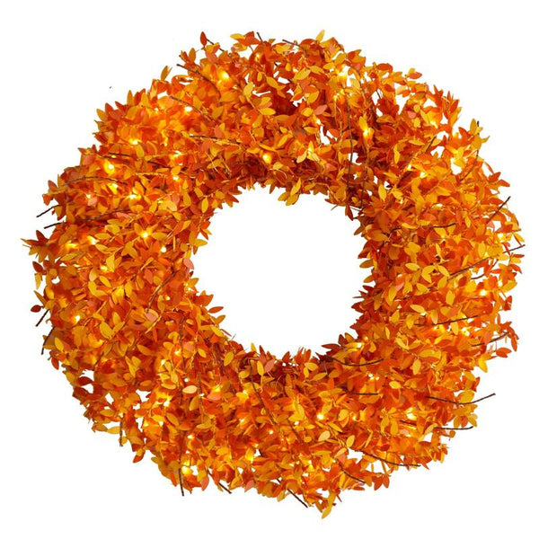 24” Harvest Fall Pre-Lit Wreath with 100 Micro Dot LED lights